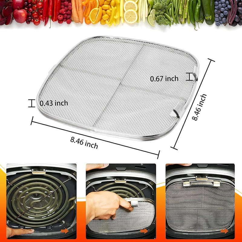 Swess Grill Grate and Replacement Splatter Shield for Ninja AG301 Foodi 5-in-1 Indoor Grill, Non-stick Grill Griddle and Stainless Steel Fine Mesh Splatter Screen for Ninja Foodi AG300, AG301C, AG302, AG400 - Image 3